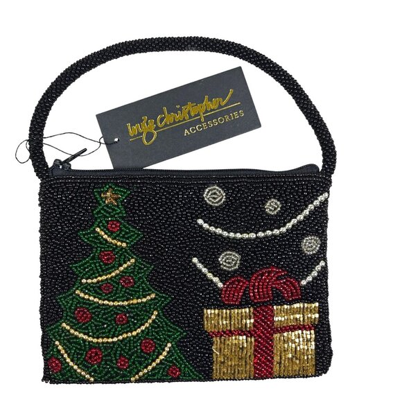Vintage Inge Christopher Beaded Christmas Tree Purse Evening Bag NEW - Picture 1 of 6
